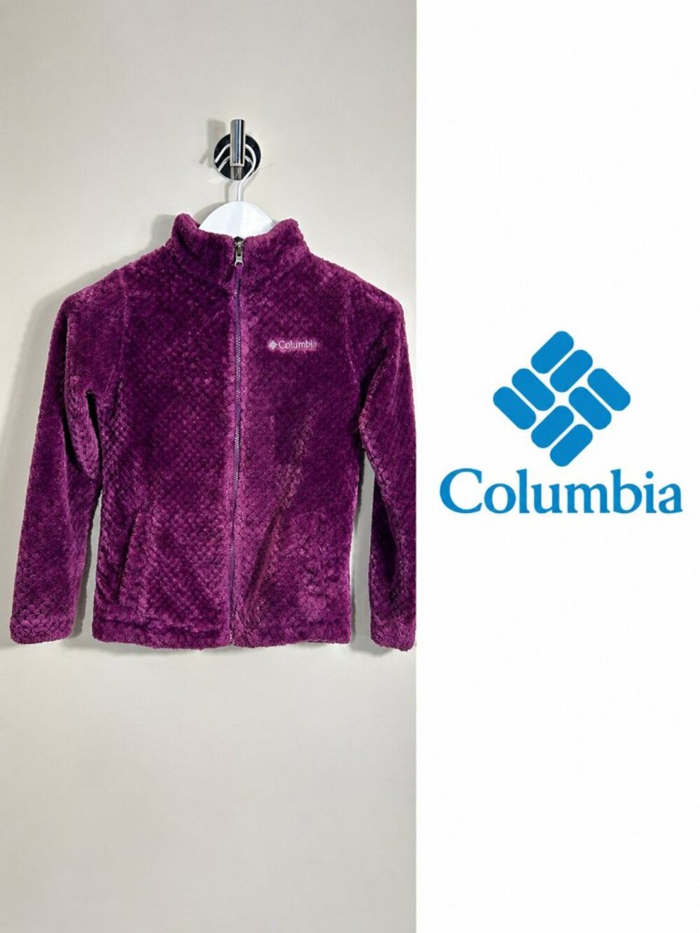 Columbia Girls Youth Medium Purple Plush Fleece Full Zip Jacket Cozy